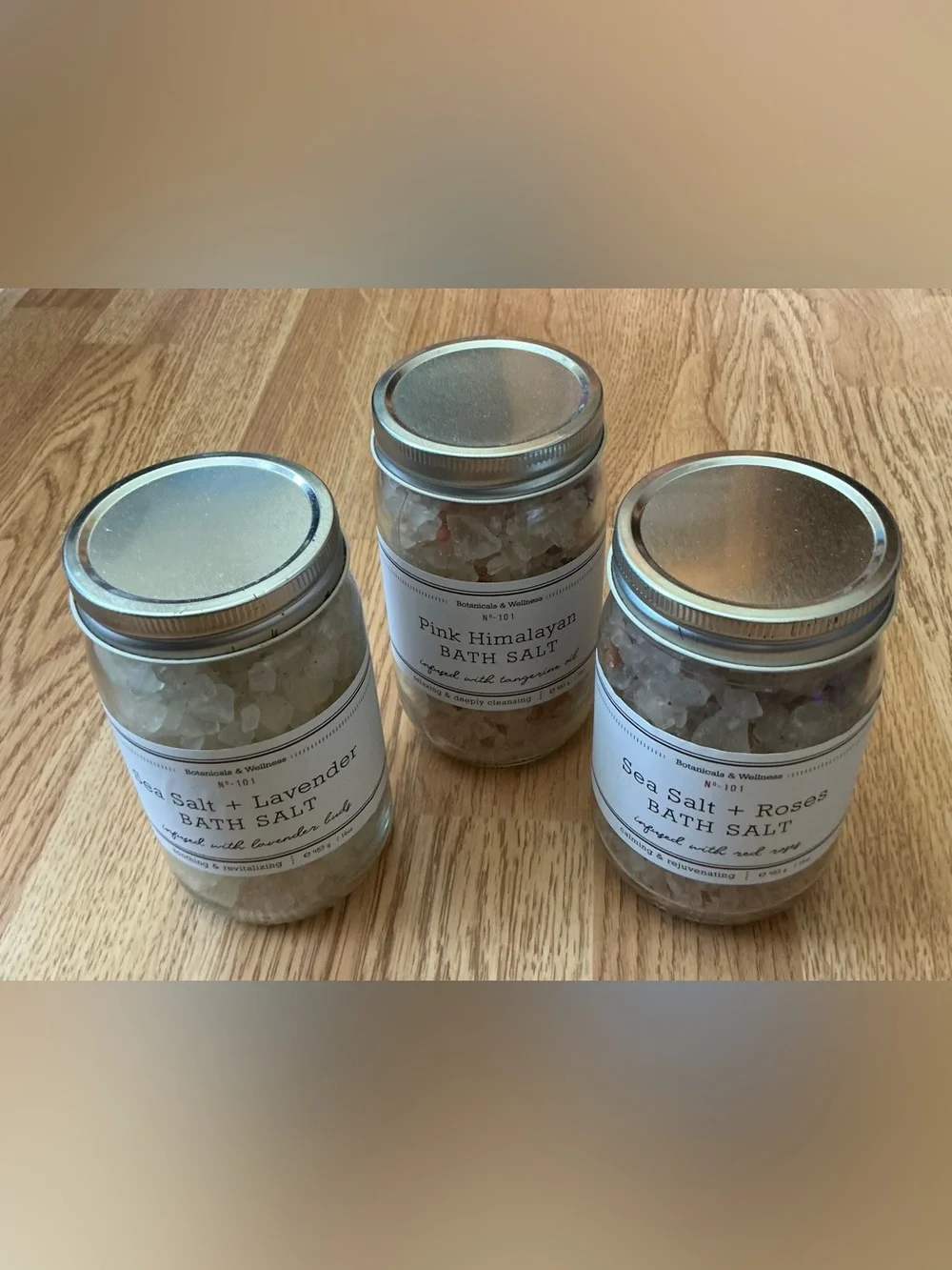 Set of 3 Botanical & Wellness Bath Salts- Lavender/Rose/Tangerine- 16 Oz- New